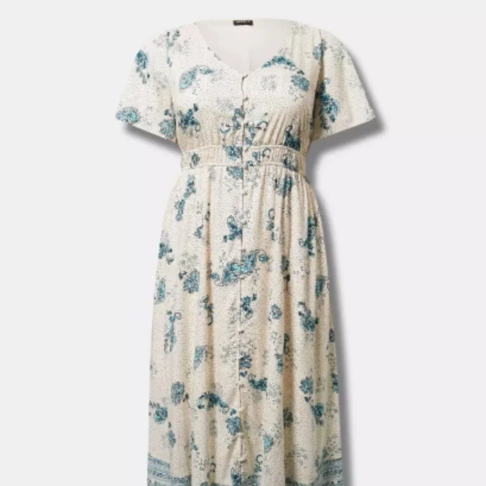 Torrid Maxi Wash Challis Button Front Aline Dress - Picture 4 of 6